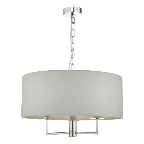 Dar Jamelia 3 light pendant with grey shade in polished chrome main image