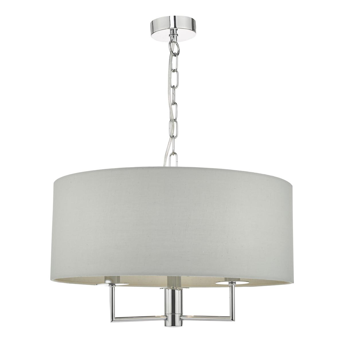 Dar Jamelia 3 Light Pendant Chandelier Grey Shade Polished Chrome