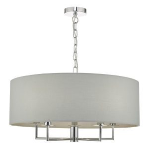 Dar Jamelia 5 light pendant with grey shade in polished chrome main image