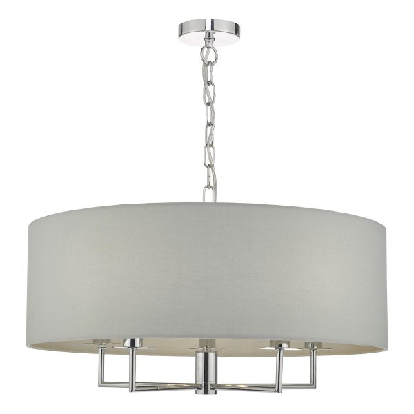 Dar Jamelia 5 light pendant with grey shade in polished chrome main image