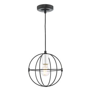 Dar Javari small 1 light ceiling pendant in matt black and chrome main image