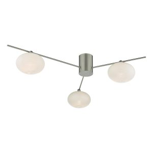 Dar Jasper 3 light semi flush low ceiling light in satin nickel main image