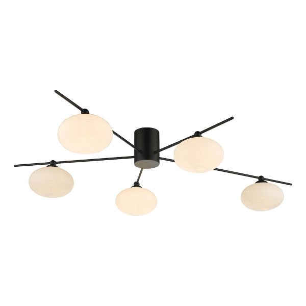 Dar Jasper 5 light semi flush low ceiling light in matt black main image