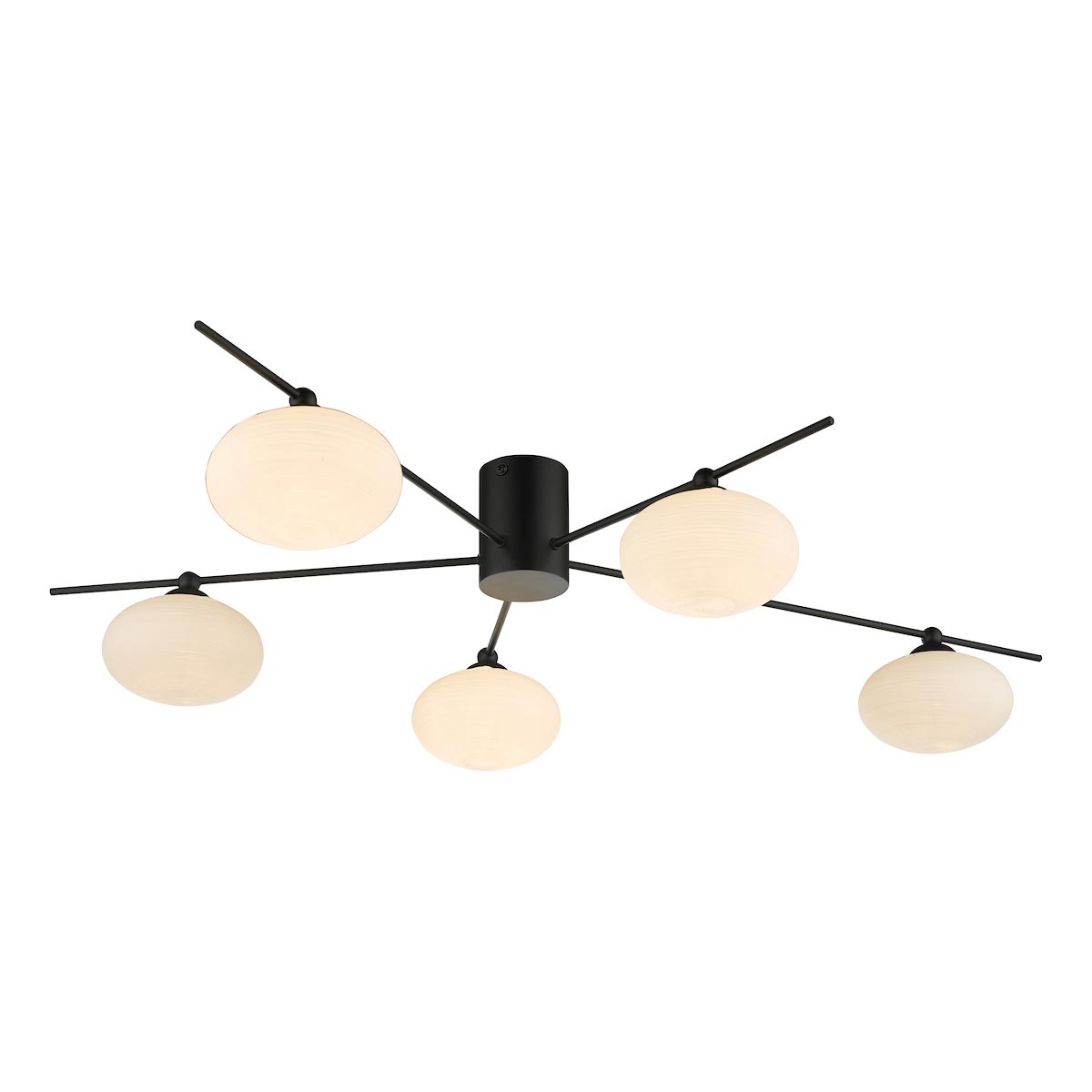 Dar Jasper 5 Light Semi Flush Matt Black Opal Glass