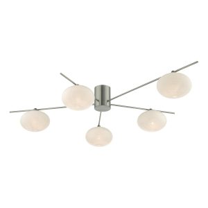 Dar Jasper 5 light semi flush low ceiling light in satin nickel main image