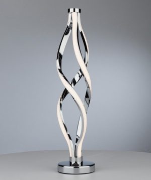 Jive contemporary polished chrome ribbon twist LED table lamp