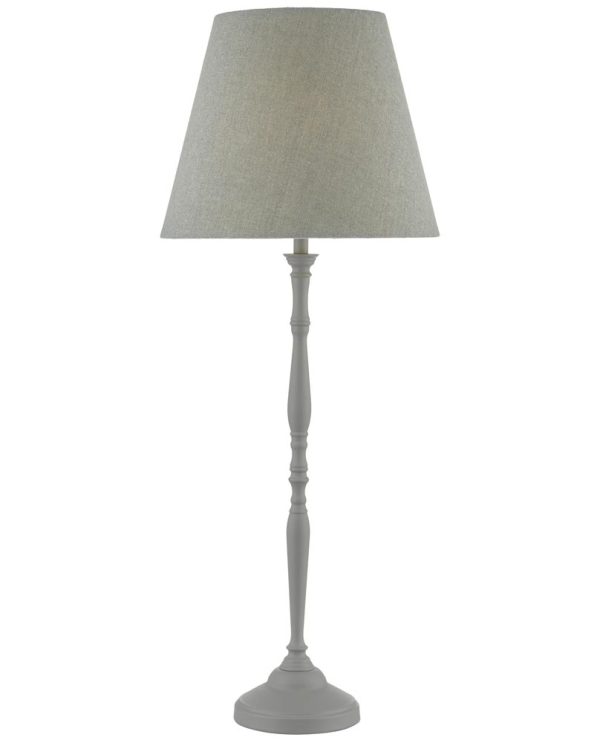 Dar Joanna Tall Matt Grey Metal Buffet Table Lamp Grey Linen Shade