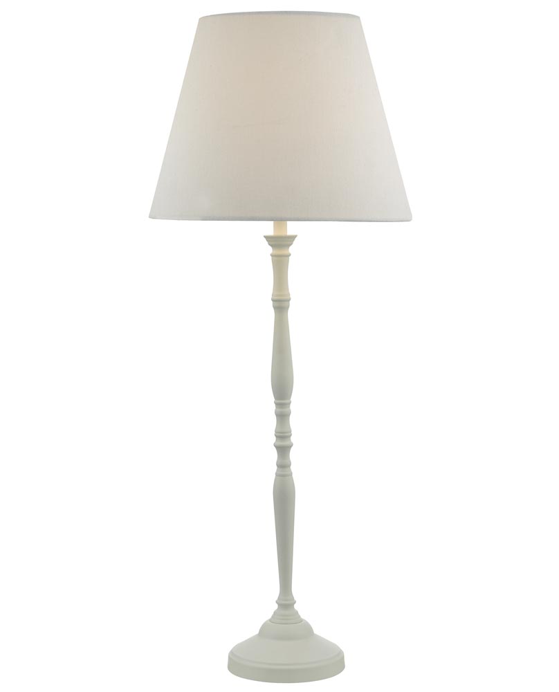 Dar Joanna Tall Matt White Metal Buffet Table Lamp White Linen Shade