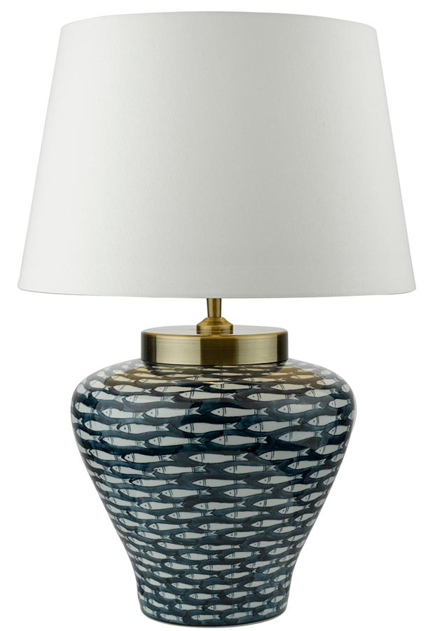 Dar Joy Porcelain Table Lamp Base Only Blue White Fish