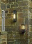 Dar Keegan Large Brass Outdoor Wall Light Ribbed Glass Bronze IP44