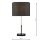 Dar Kelso Elegant 1 Light Table Lamp Black / Copper With Black Shade