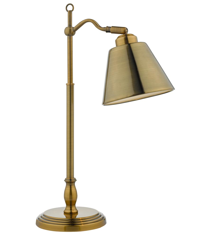 Dar Kempten Vintage Style 1 Light Table Task Lamp Antique Brass