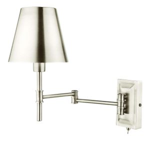 Dar Kensington switched 1 lamp swing arm wall light in polished nickel main image