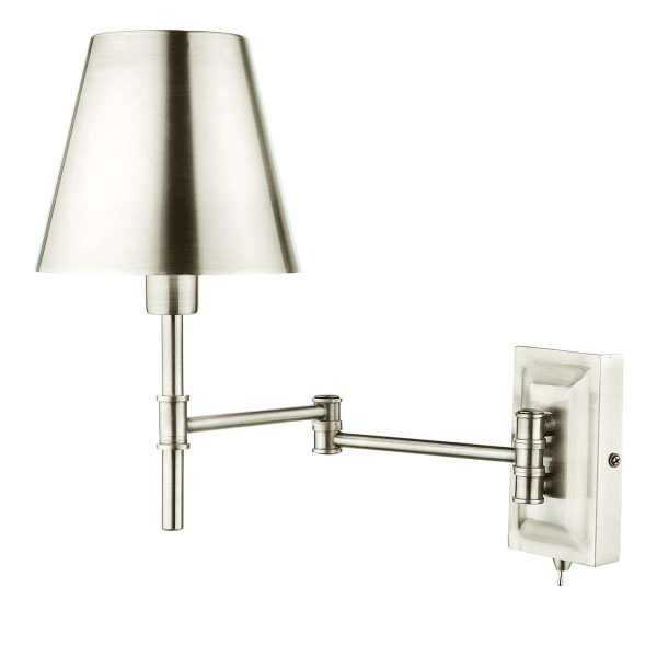 Dar Kensington Switched 1 Lamp Swing Arm Wall Light Polished Nickel