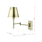 Dar Kensington Switched 1 Lamp Swing Arm Wall Light Antique Brass