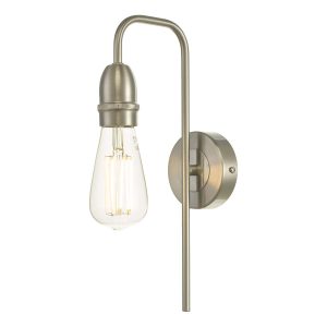 Dar Kiefer industrial 1 lamp single wall light in satin chrome main image