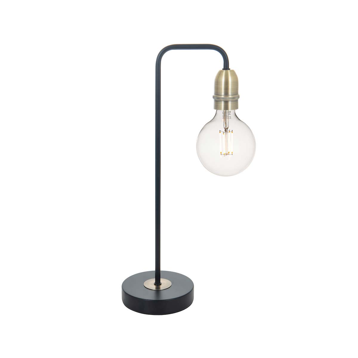 Dar Kiefer Vintage Industrial 1 Light Table Lamp Matt Black Antique Brass