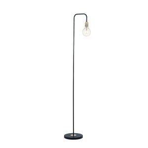 Dar Kiefer industrial 1 light floor lamp in matt black and antique brass main image