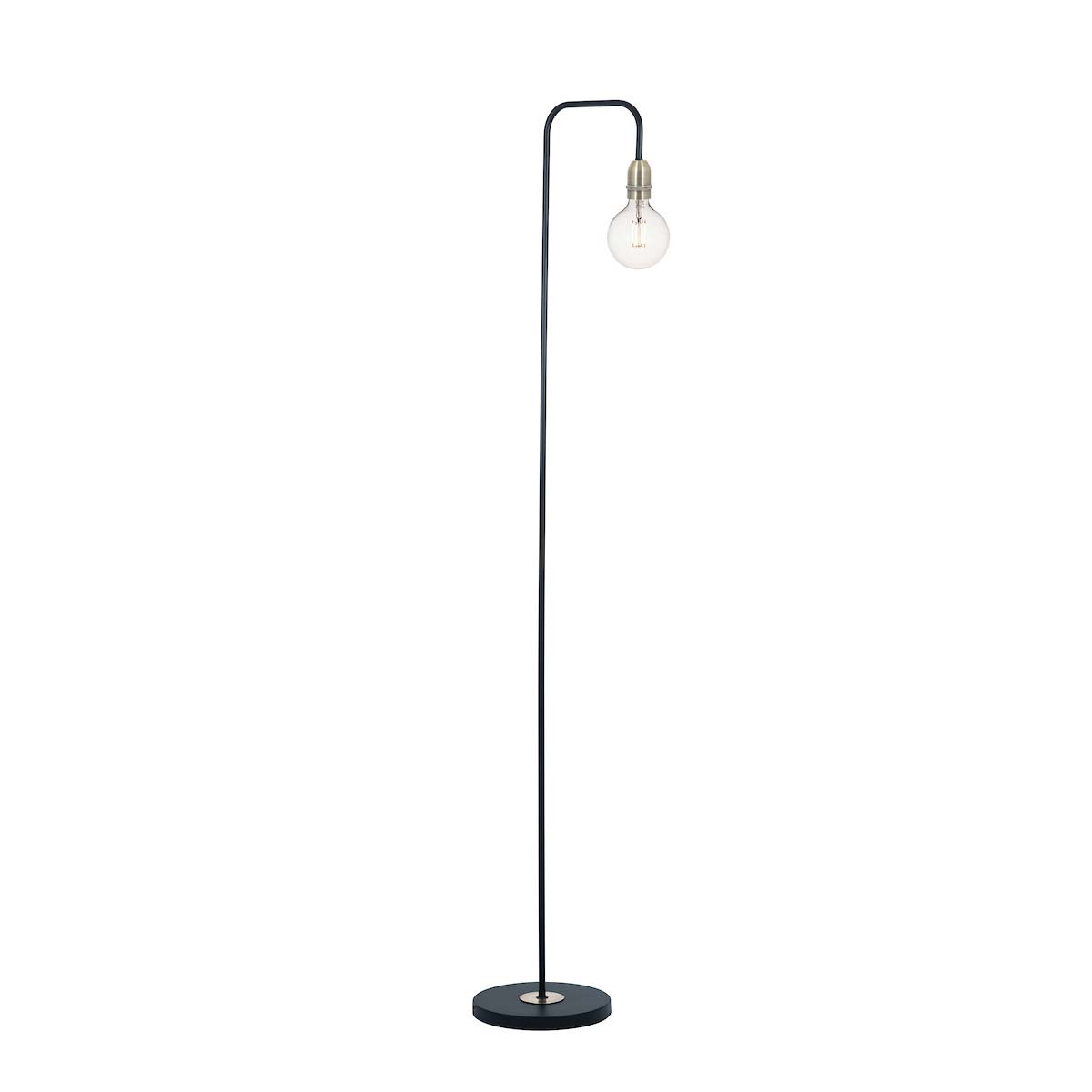 Dar Kiefer Vintage Industrial 1 Light Floor Lamp Matt Black Antique Brass