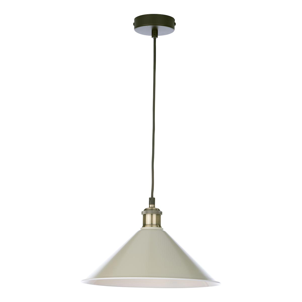 Dar Kinsley Metal Ceiling Pendant Coolie Lamp Shade Matt Taupe