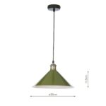 Dar Kinsley Metal Ceiling Pendant Coolie Lamp Shade Gloss Green