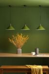 Dar Kinsley Metal Ceiling Pendant Coolie Lamp Shade Gloss Green