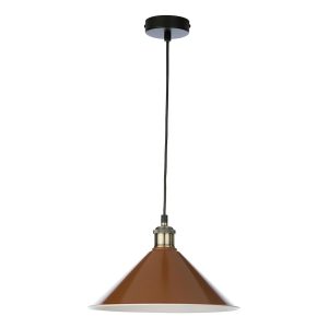 Dar Kinsley easy fit ceiling pendant metal coolie lamp shade in gloss umber main image