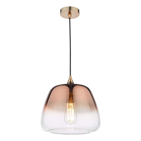 Dar Klaxon modern 1 lamp copper ombre glass pendant main image