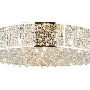 Dar Kotaro Crystal 6 Lamp Flush Mount Low Ceiling Light Stainless Steel