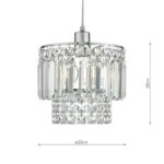 Dar Kyla Easy Fit Pendant Light Shade Faceted Glass & Polished Chrome