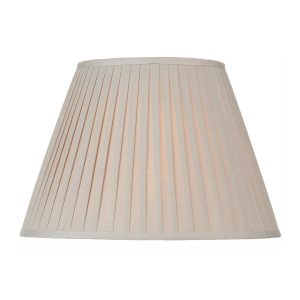 Dar Layer 43cm pleated taupe cotton tapered table lamp shade on white background