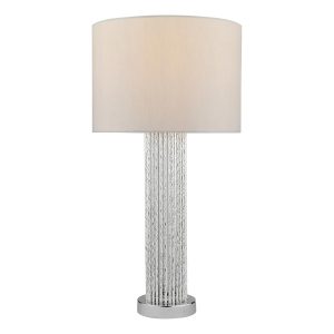Dar Lazio twisted column 1 light table lamp in satin chrome grey shade main image