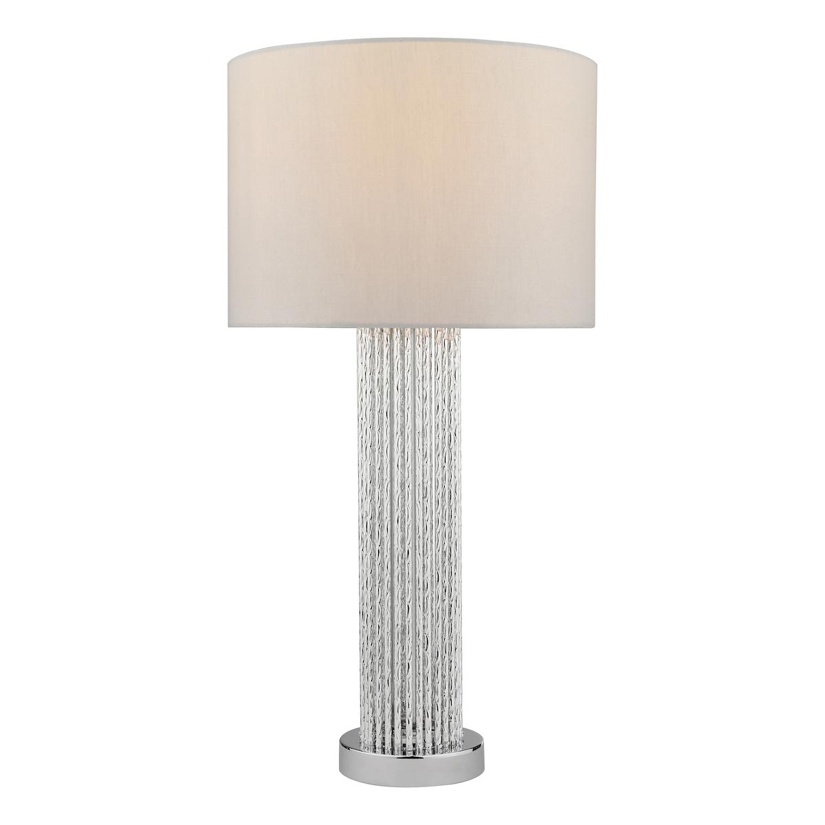 Dar Lazio Twisted Column 1 Light Table Lamp Satin Chrome Grey Shade