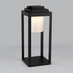 Dar Lester rechargeable LED outdoor patio table lamp in matt black main image
