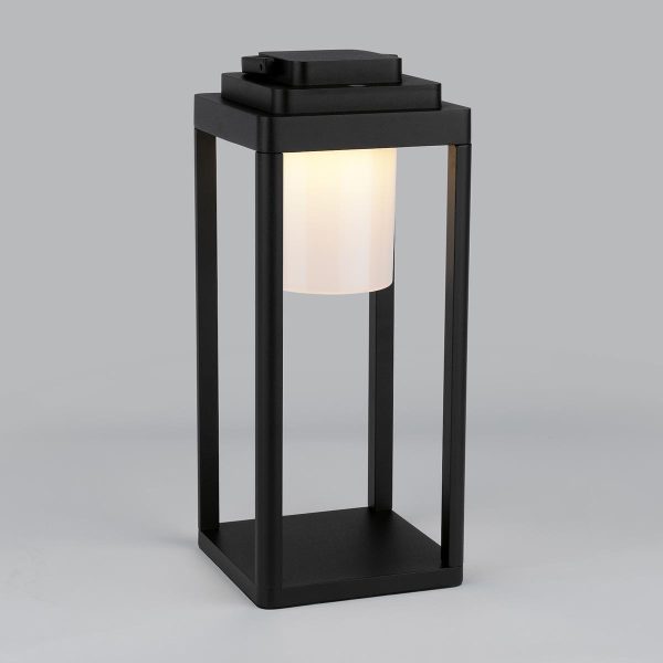 Dar Lester rechargeable LED outdoor patio table lamp in matt black main image