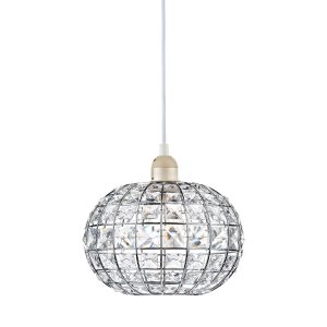 Dar Letitia small easy fit crystal pendant lamp shade in polished chrome main image