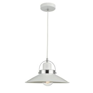 Dar Liden retro style 1 light pendant in white and chrome main image