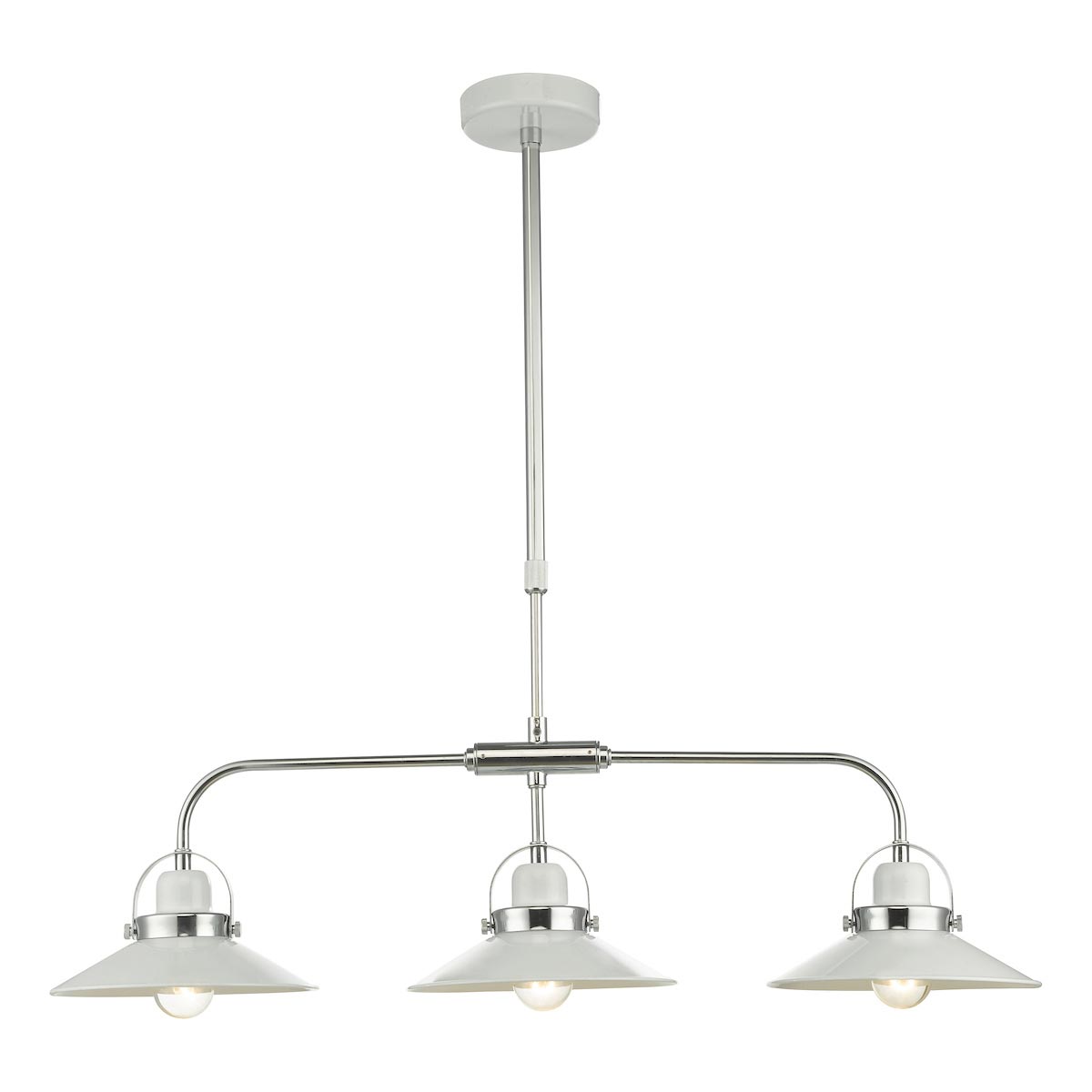 Dar Liden Retro Style 3 Lamp Pendant Ceiling Light Bar White & Chrome