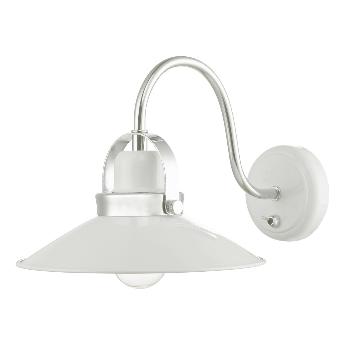 Dar Liden Retro Style 1 Lamp Switched Single Wall Light White & Chrome