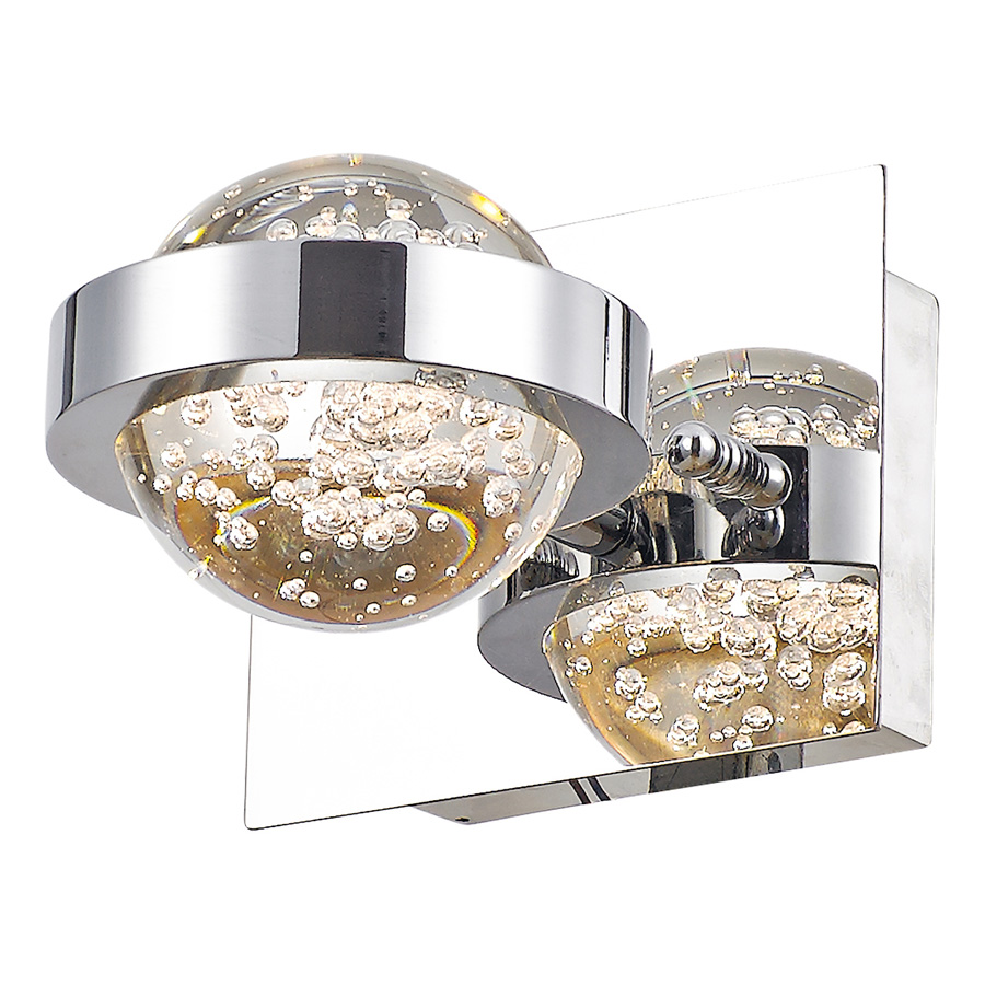 Dar Livia Switched Bubble Glass LED Wall Light Polished Chrome