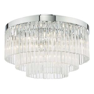 Dar Logan chrome 5 lamp flush ceiling light with clear glass main image