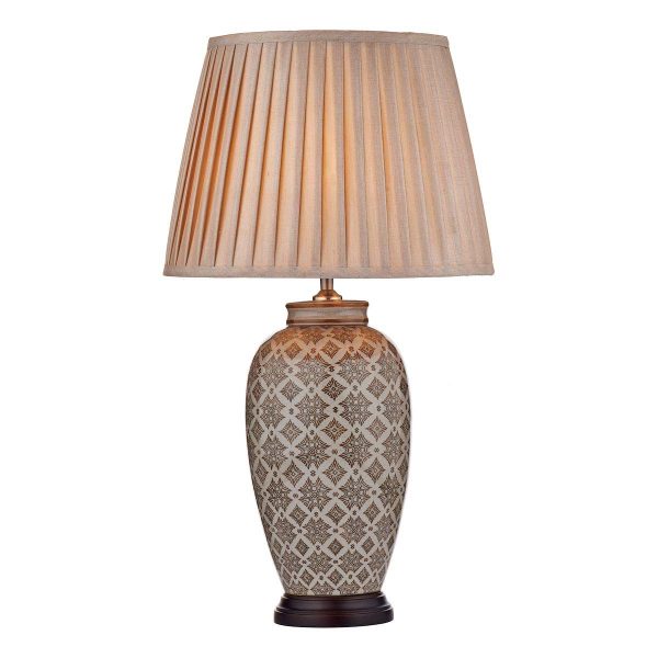 Dar Louis cream & caramel ceramic vase table lamp main image