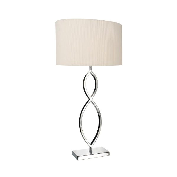 Luigi contemporary polished chrome 1 light table lamp with cream oval shade main image