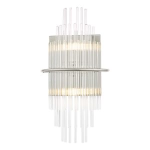 Dar Lukas 2 lamp wall light in chrome with clear glass rods main image