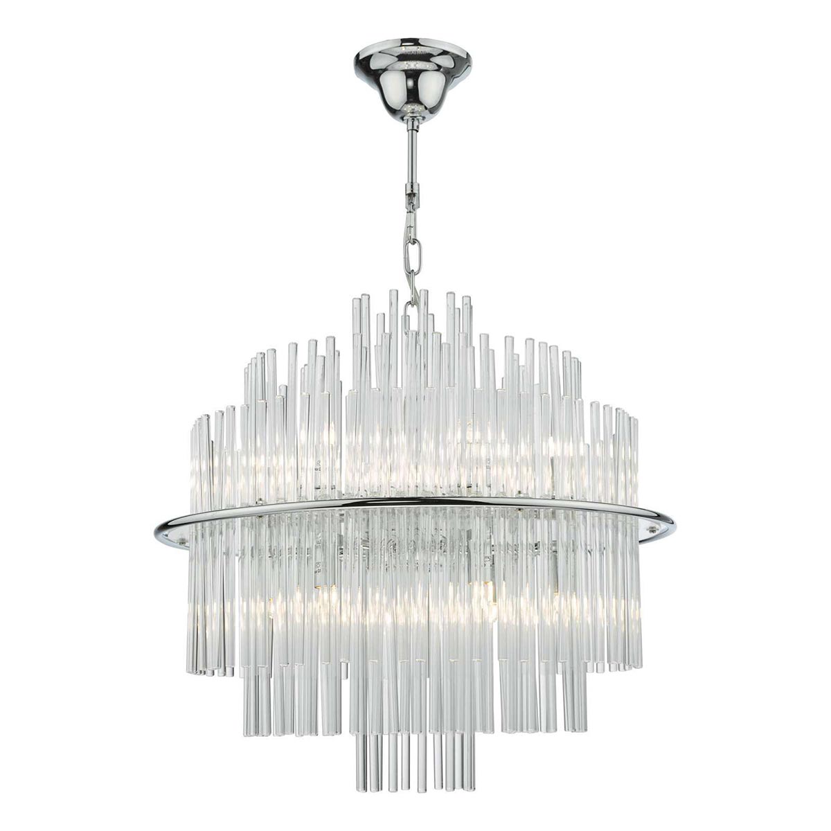 Dar Lukas Stunning 13 Light Chandelier Polished Chrome Glass Rods