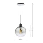 Lycia 1 Light Single Ceiling Pendant Matt Black Smoked Glass