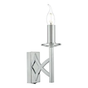 Dar Lyon single switched wall light in polished chrome with crystal main image