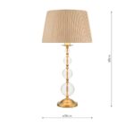 Dar Lyzette Aged Brass 1 Light Table Lamp Ribbed Glass Taupe Shade