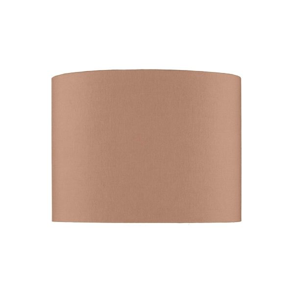 Dar Madrid 31cm diameter taupe faux silk drum table lamp shade on white background