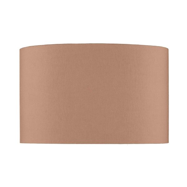 Dar Madrid 43cm taupe faux silk drum floor or large table lamp shade on white background